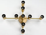 Mid-Century Modern Starburst Brass Wall Sconce | 9-Light Customizable Fixture for Home Interiors - 32561