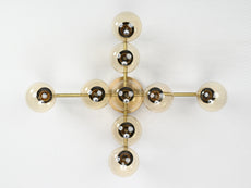 Mid-Century Modern Starburst Brass Wall Sconce | 9-Light Customizable Fixture for Home Interiors - 32561
