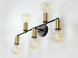 Industrial Modern Brass Wall Sconce | 5-Light Customizable Linear Fixture for Home Interiors - 32562