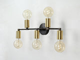 Industrial Modern Brass Wall Sconce | 5-Light Customizable Linear Fixture for Home Interiors - 32562