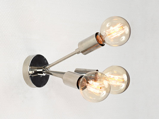 Modern Minimalist Brass Wall Sconce | Triple Light Customizable Fixture for Accent & Task Lighting - 32563