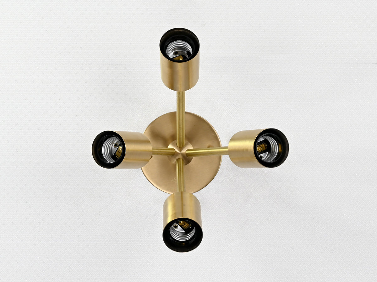 Mid-Century Modern Brass Wall Sconce | Four Arm Customizable Fixture for Accent & Ambient Lighting - 32564
