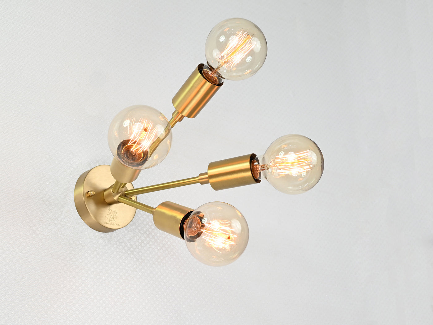 Mid-Century Modern Brass Wall Sconce | Four Arm Customizable Fixture for Accent & Ambient Lighting - 32564