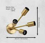 Mid-Century Modern Brass Wall Sconce | Four Arm Customizable Fixture for Accent & Ambient Lighting - 32564