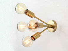 Mid-Century Modern Brass Wall Sconce | Four Arm Customizable Fixture for Accent & Ambient Lighting - 32564