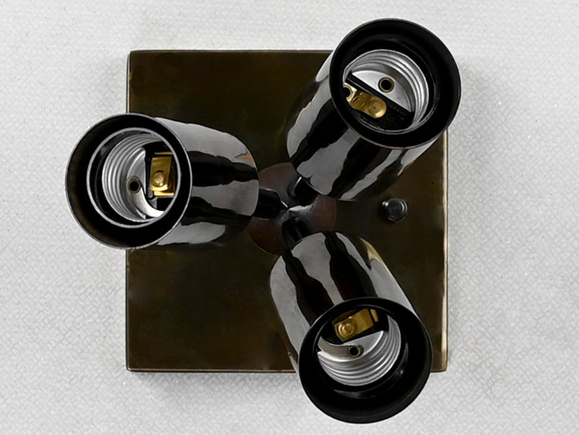 Industrial Modern Brass Wall Sconce | Triple Light Customizable Fixture for Entryway or Accent Walls - 32565