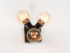 Industrial Modern Brass Wall Sconce | Triple Light Customizable Fixture for Entryway or Accent Walls - 32565