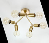 Mid-Century Modern Brass Wall Sconce | Six-Light Adjustable Fixture | Customizable Wall Lighting - 32566