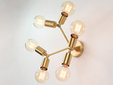 Mid-Century Modern Brass Wall Sconce | Six-Light Adjustable Fixture | Customizable Wall Lighting - 32566