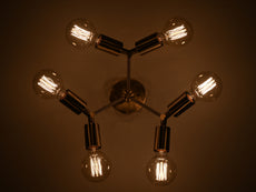 Mid-Century Modern Brass Wall Sconce | Six-Light Adjustable Fixture | Customizable Wall Lighting - 32566