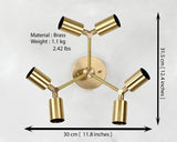 Mid-Century Modern Brass Wall Sconce | Six-Light Adjustable Fixture | Customizable Wall Lighting - 32566