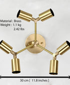 6 Lights Brass Bare Bulb Sconce, Wall Fixture - 32566