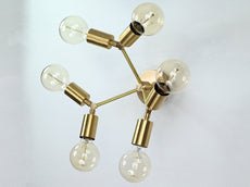 Mid-Century Modern Brass Wall Sconce | Six-Light Adjustable Fixture | Customizable Wall Lighting - 32566