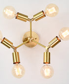 6 Lights Brass Bare Bulb Sconce, Wall Fixture - 32566