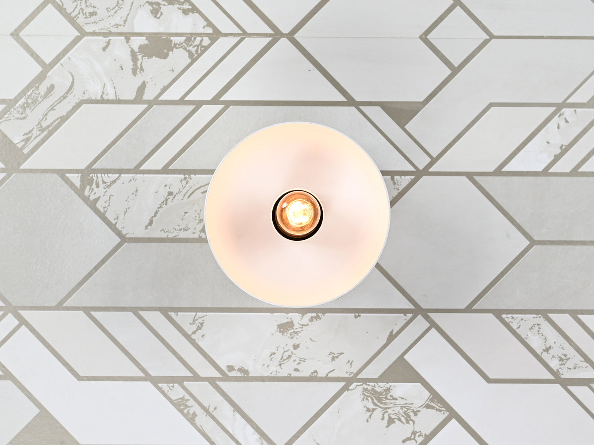 Scandinavian Modern Dome Wall Sconce | Customizable Brass Light Fixture with White Reflector Shade - 32568