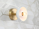 Scandinavian Modern Dome Wall Sconce | Customizable Brass Light Fixture with White Reflector Shade - 32568