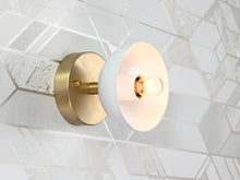 Scandinavian Modern Dome Wall Sconce | Customizable Brass Light Fixture with White Reflector Shade - 32568