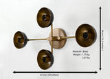 Mid-Century Modern 4-Light Wall Sconce | Customizable Brass Fixture with Flared Dish Shades for Home - 32569