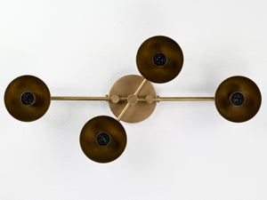 Mid-Century Modern 4-Light Wall Sconce | Customizable Brass Fixture with Flared Dish Shades for Home - 32569
