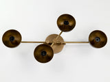 Mid-Century Modern 4-Light Wall Sconce | Customizable Brass Fixture with Flared Dish Shades for Home - 32569