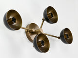 Mid-Century Modern 4-Light Wall Sconce | Customizable Brass Fixture with Flared Dish Shades for Home - 32569