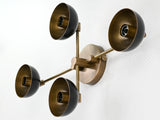 Mid-Century Modern 4-Light Wall Sconce | Customizable Brass Fixture with Flared Dish Shades for Home - 32569