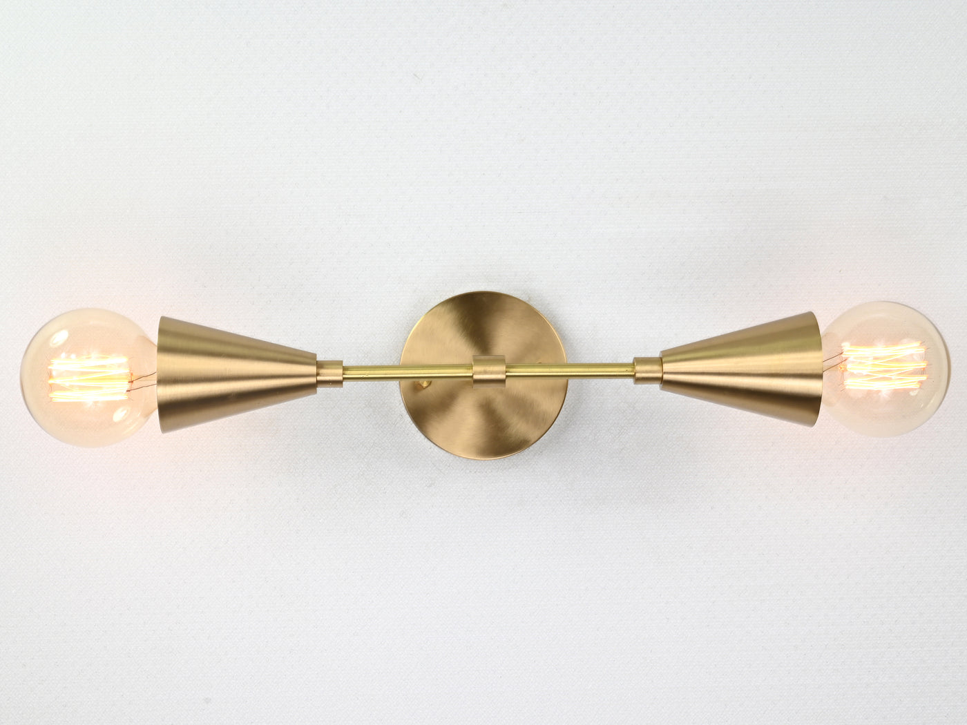 Mid-Century Modern Double Cone Wall Sconce | Customizable Brass Light Fixture for Hall or Vanity - 32571