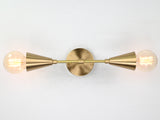 Mid-Century Modern Double Cone Wall Sconce | Customizable Brass Light Fixture for Hall or Vanity - 32571