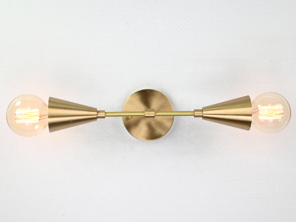 Twin Light Brass Conical Wall Sconce - 32571