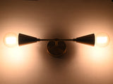Mid-Century Modern Double Cone Wall Sconce | Customizable Brass Light Fixture for Hall or Vanity - 32571