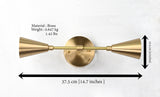 Mid-Century Modern Double Cone Wall Sconce | Customizable Brass Light Fixture for Hall or Vanity - 32571