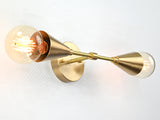 Mid-Century Modern Double Cone Wall Sconce | Customizable Brass Light Fixture for Hall or Vanity - 32571