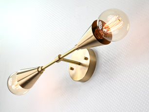 Twin Light Brass Conical Wall Sconce - 32571