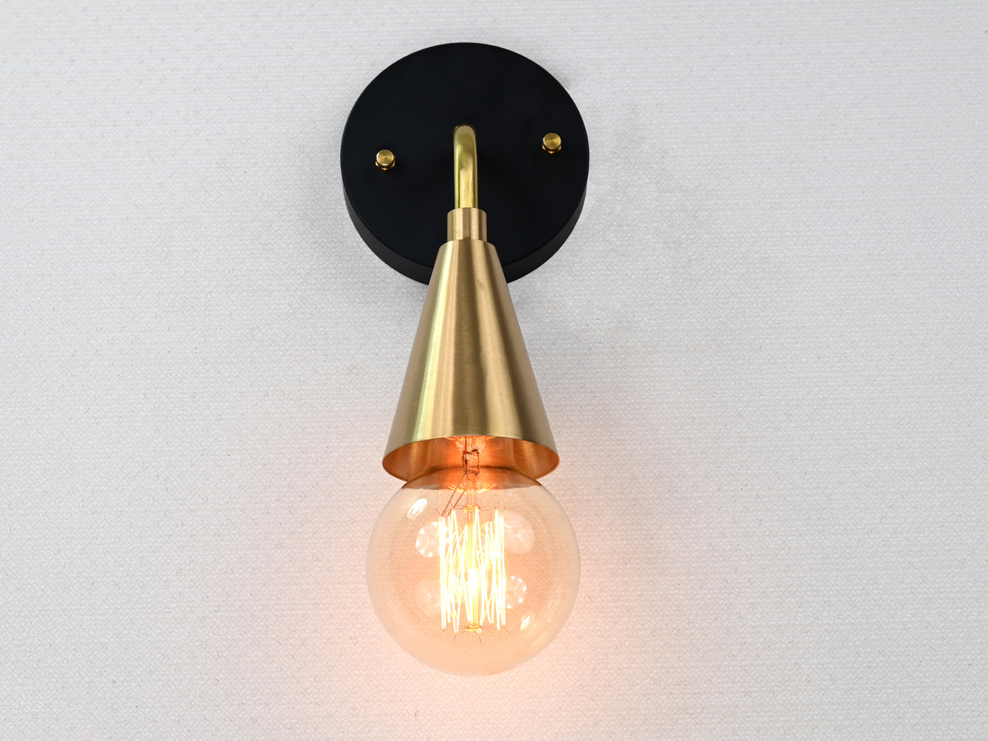 Mid-Century Modern Cone Wall Sconce | Customizable Brass Light Fixture for Bedroom, Hall, Entryway - 32572
