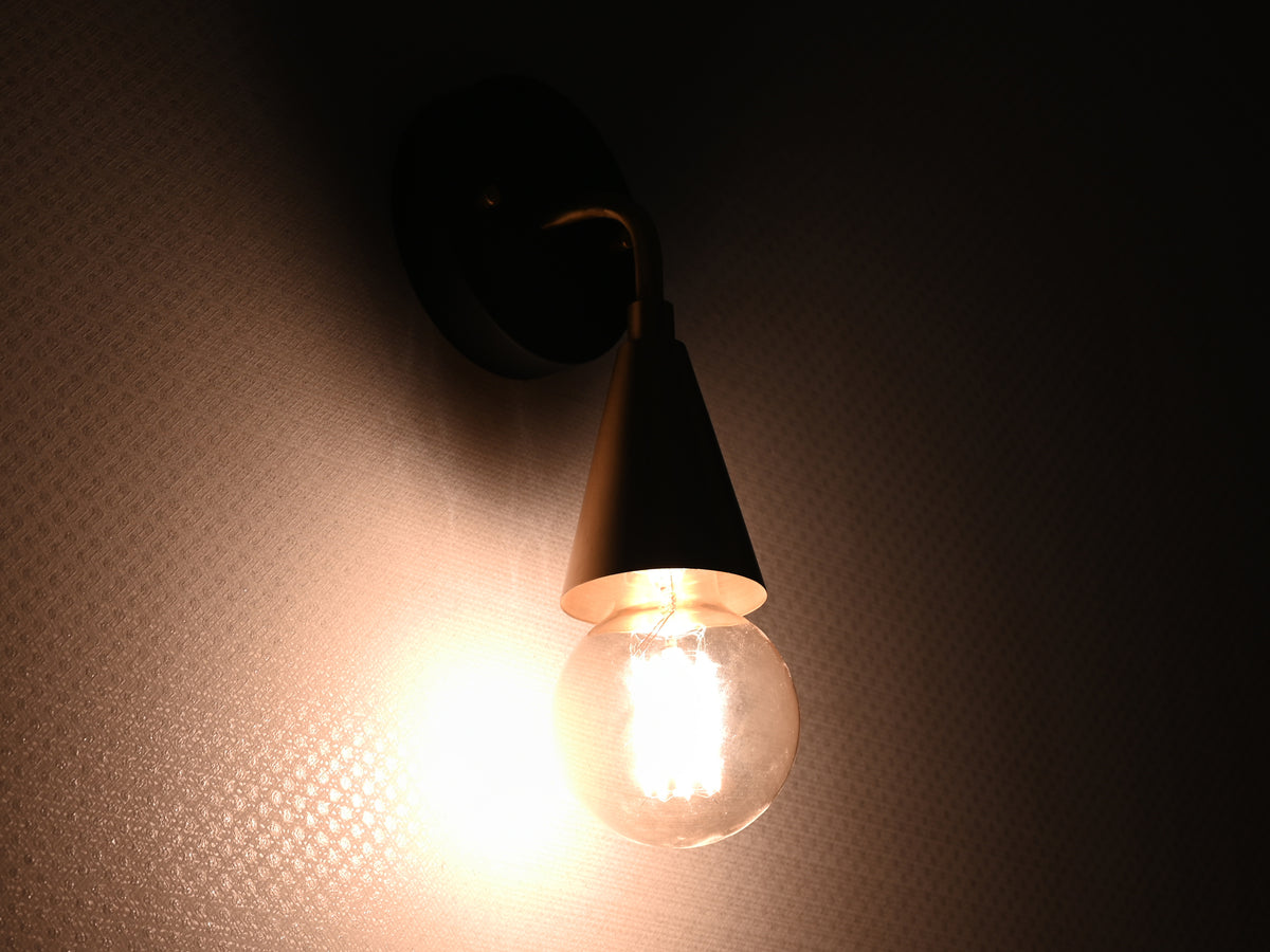 Mid-Century Modern Cone Wall Sconce | Customizable Brass Light Fixture for Bedroom, Hall, Entryway - 32572