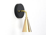 Mid-Century Modern Cone Wall Sconce | Customizable Brass Light Fixture for Bedroom, Hall, Entryway - 32572