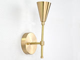 Mid-Century Modern Brass Wall Sconce | Cone Light with Exposed Bulb | Customizable Handmade Fixture - 32575