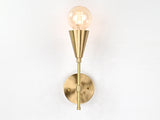 Mid-Century Modern Brass Wall Sconce | Cone Light with Exposed Bulb | Customizable Handmade Fixture - 32575