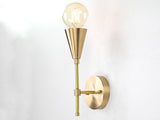 Mid-Century Modern Brass Wall Sconce | Cone Light with Exposed Bulb | Customizable Handmade Fixture - 32575