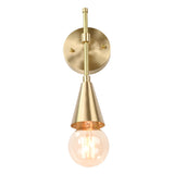 Minimalist Brass Wall Sconce with Adjustable Cone Shade | Customizable Modern Vertical Fixture - 32577