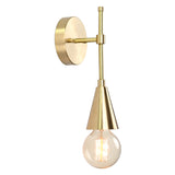Minimalist Brass Wall Sconce with Adjustable Cone Shade | Customizable Modern Vertical Fixture - 32577