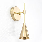 Minimalist Brass Wall Sconce with Adjustable Cone Shade | Customizable Modern Vertical Fixture - 32577