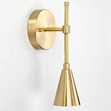 Minimalist Brass Wall Sconce with Adjustable Cone Shade | Customizable Modern Vertical Fixture - 32577