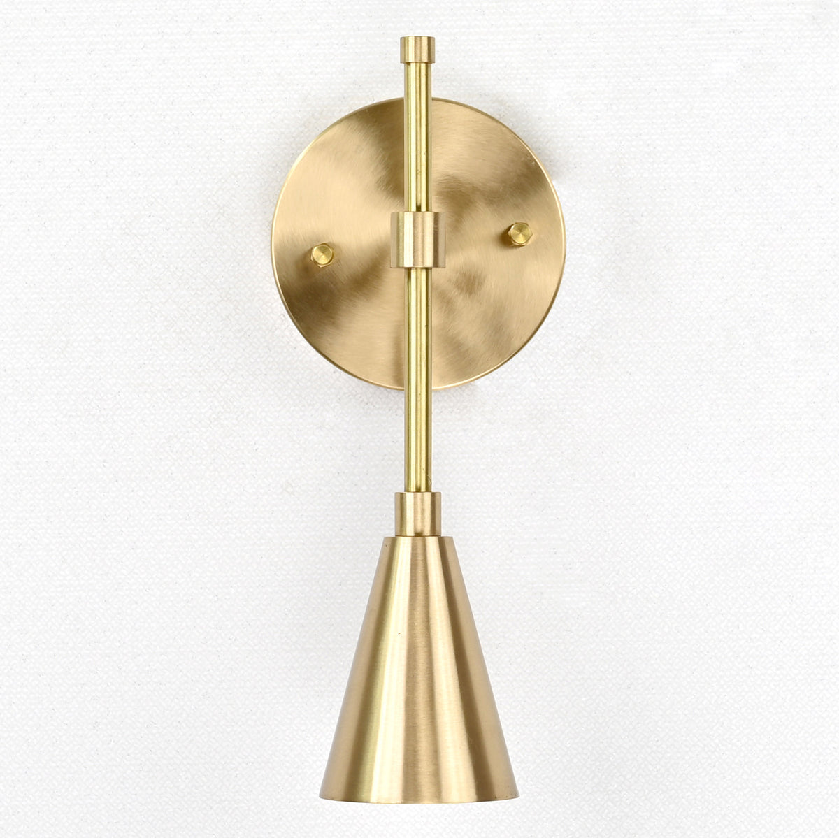 Minimalist Brass Wall Sconce with Adjustable Cone Shade | Customizable Modern Vertical Fixture - 32577