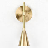 Minimalist Brass Wall Sconce with Adjustable Cone Shade | Customizable Modern Vertical Fixture - 32577