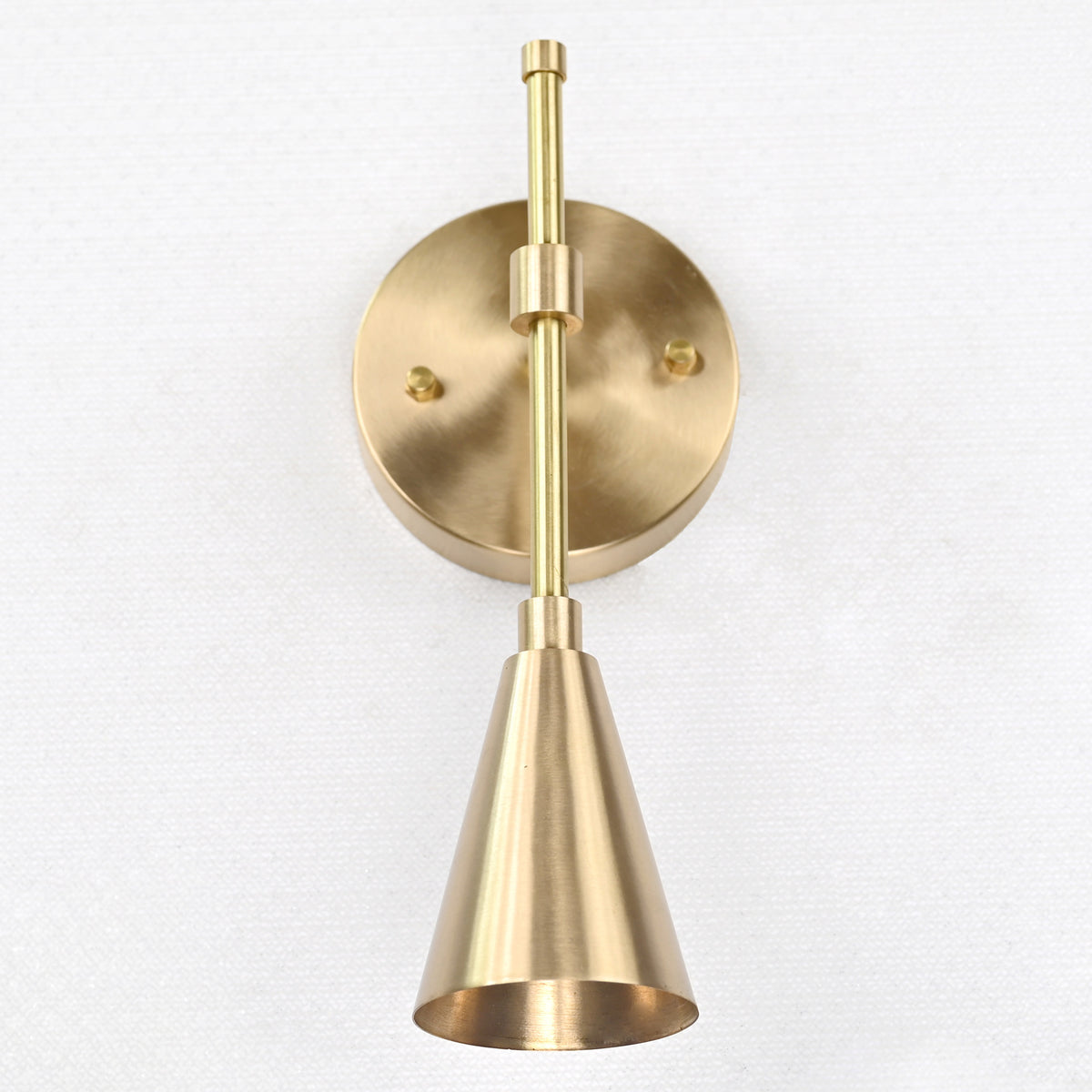 Minimalist Brass Wall Sconce with Adjustable Cone Shade | Customizable Modern Vertical Fixture - 32577