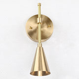 Minimalist Brass Wall Sconce with Adjustable Cone Shade | Customizable Modern Vertical Fixture - 32577
