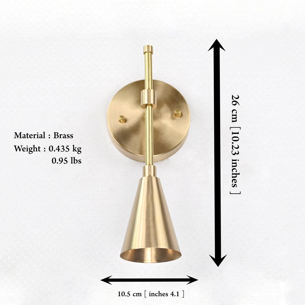 Minimalist Brass Wall Sconce with Adjustable Cone Shade | Customizable Modern Vertical Fixture - 32577