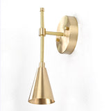 Minimalist Brass Wall Sconce with Adjustable Cone Shade | Customizable Modern Vertical Fixture - 32577