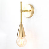 Minimalist Brass Wall Sconce with Adjustable Cone Shade | Customizable Modern Vertical Fixture - 32577